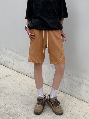 Women Summer Casual Shorts Faux Suede Short Pants Elastic Waist Drawstring Hiking Bermuda Cargo Shorts in Saudi Arabia