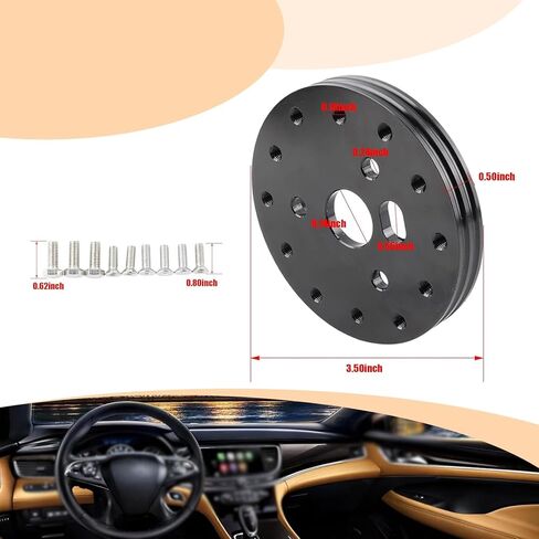 1 PC Car Steering Wheel Base Connector Conversion Gasket, 0.5" 6-hole to 3-hole Modified Steering Wheel Quick Release Boss Kit, Steering Wheel Hub Adapter, Compatible with Most Cars (Black) in Kuwait