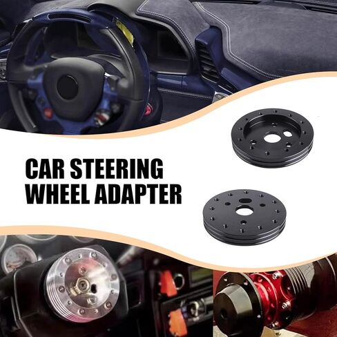 1 PC Car Steering Wheel Base Connector Conversion Gasket, 0.5" 6-hole to 3-hole Modified Steering Wheel Quick Release Boss Kit, Steering Wheel Hub Adapter, Compatible with Most Cars (Black) in Kuwait
