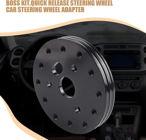 1 PC Car Steering Wheel Base Connector Conversion Gasket, 0.5" 6-hole to 3-hole Modified Steering Wheel Quick Release Boss Kit, Steering Wheel Hub Adapter, Compatible with Most Cars (Black) in Kuwait