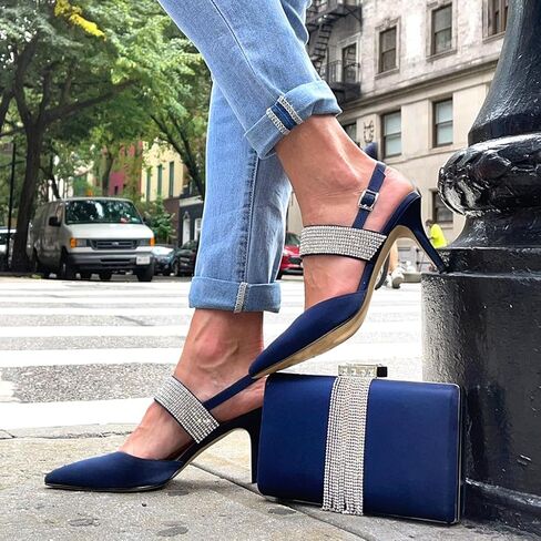 NINA Tenille - Women's Heeled Sandals Shoes - Crystal Pointed-Toe Mid-Heel Dress Pump - Elegant and Comfortable Women's Shoes - Casual and Dress in Saudi Arabia