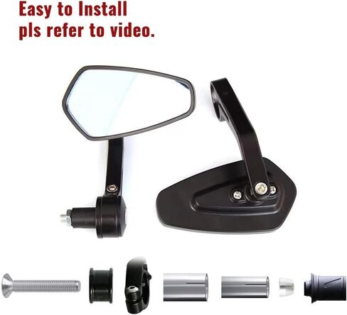 7/8" Bar End Mirror for Motorcycle Rear View - Round Dual Sport Mirrors, Adjustable Aftermarket Parts Compatible with Honda Grom, Yamaha, Suzuki, Kawasaki, Harley, Cafe Racer, Rizoma, crg in Saudi Arabia