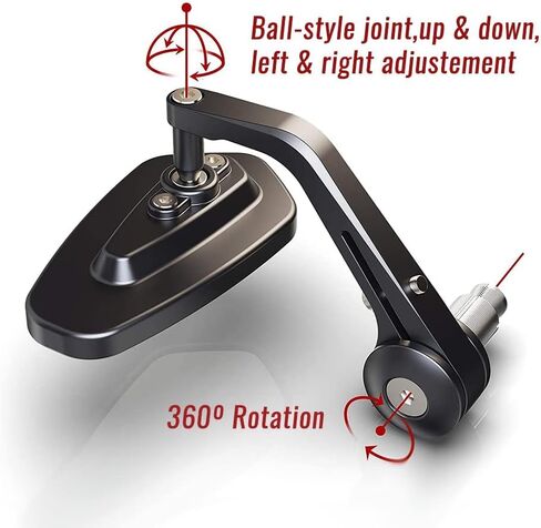 7/8" Bar End Mirror for Motorcycle Rear View - Round Dual Sport Mirrors, Adjustable Aftermarket Parts Compatible with Honda Grom, Yamaha, Suzuki, Kawasaki, Harley, Cafe Racer, Rizoma, crg in Saudi Arabia