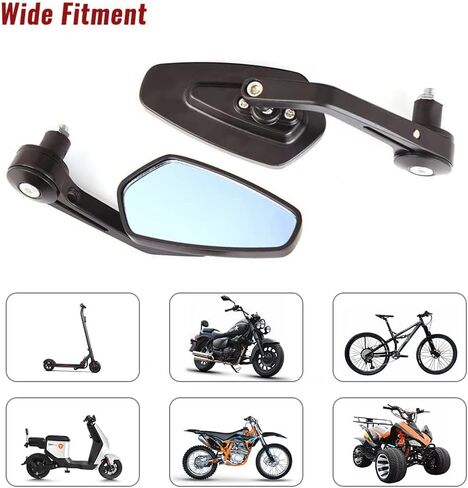 7/8" Bar End Mirror for Motorcycle Rear View - Round Dual Sport Mirrors, Adjustable Aftermarket Parts Compatible with Honda Grom, Yamaha, Suzuki, Kawasaki, Harley, Cafe Racer, Rizoma, crg in Saudi Arabia