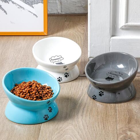 3 قطع من وعاء طعام القطط المرتفع من السيراميك من نوسيني، أطباق صغيرة مائلة وطويلة ومرتفعة للقطط، أطباق تحمي العمود الفقري للقطط، غير قابلة للانزلاق، أوعية تغذية للقطط المنزلية والقطط والحيوانات الصغيرة، 3 ألوان in Kuwait