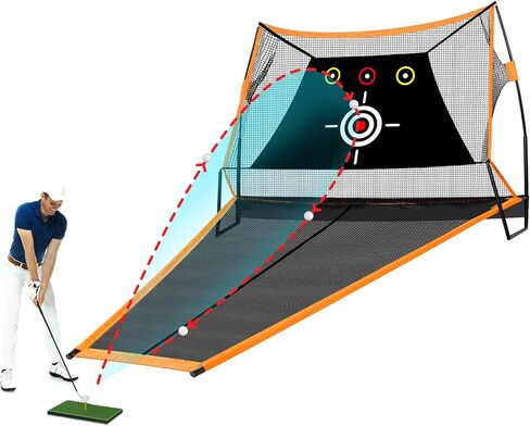 10 X 7 FT Automatic Ball Return Golf Net for Backyard Driving, Golf Practice Net, Golf Hitting Net with Golf Target Screen Cloth Stainless Steel Frame Indoor Outdoor in Saudi Arabia