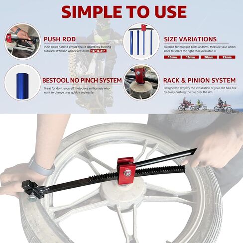 BESTOOL Dirt Bike Tire Changing Kit for Motocross, Enduro and Dirt Bikes - Dirt Bike Tire Changing Tool for 16" to 21" Wheels, Quick Mount Without Pinching Tubes - 20mm Axles in Saudi Arabia
