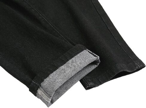 Men's Ripped Straight Leg Jeans, Black, Slim Fit, Regular Length, Distressed Design in Saudi Arabia