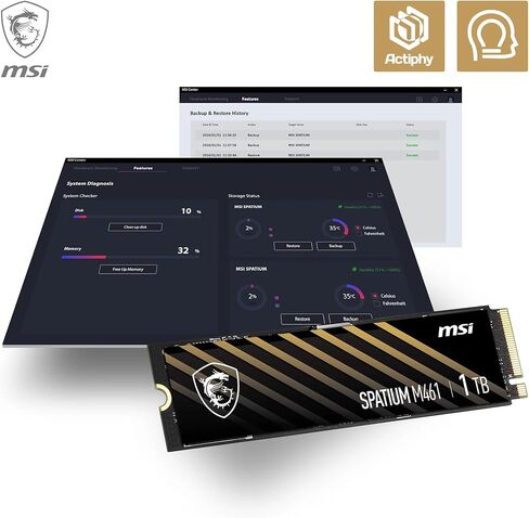 MSI SPATIUM M371 NVMe M.2 1TB - PCIe 3x4 NVMe M.2 Internal Solid State Drive, 2350MB/s Read & 1700MB/s Write, 3D NAND, Built-in Data Security, Center - 5 Year Warranty (210 TBW) in Saudi Arabia