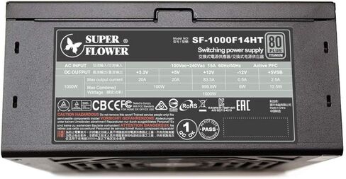 Super Flower Leadex Titanium 850W 80+ Titanium, ECO Fanless & Silent Mode, Full Modular Power Supply, Dual Ball Bearing Fan, 10 Year Warranty. SF-850F14HT in Saudi Arabia