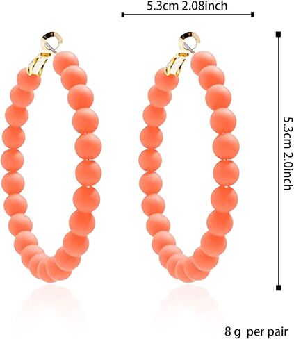 Resin Beaded Hoop Earrings Mixed Color Colorful Acrylic Minimalist Geometric Bohemian Circle Round Matte Dangle Earrings Party Jewelry for Women in Saudi Arabia