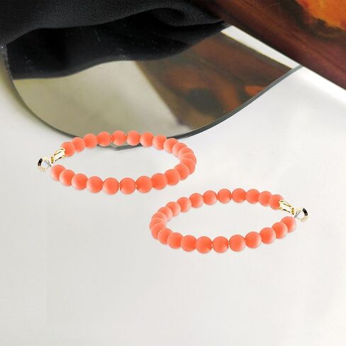Resin Beaded Hoop Earrings Mixed Color Colorful Acrylic Minimalist Geometric Bohemian Circle Round Matte Dangle Earrings Party Jewelry for Women in Saudi Arabia