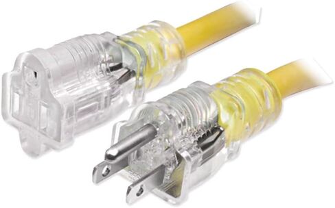 EZ-FLO 3-Prong Heavy Duty 12-Gauge Waterproof Extension Cord with Indicator Light, Outdoor / Indoor, 25 Foot Length, Yellow, 60986 in Saudi Arabia