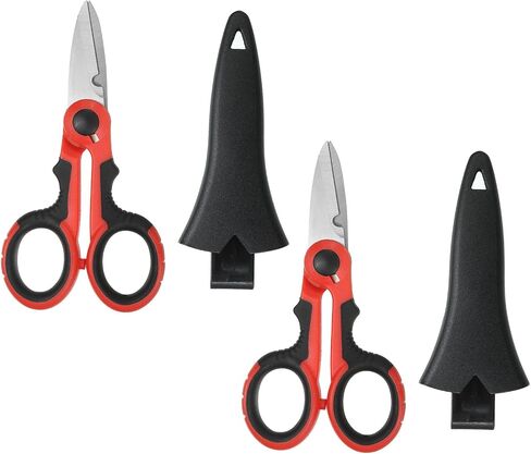 PATIKIL Fishing Scissors, 2 Pack Non-Slip Serrated Edge Scissor Braided Line Cutter Braid Scissors Fishing Snips with Plastic Shell Sheath for Fishing Trimming, Blue, Black in Saudi Arabia