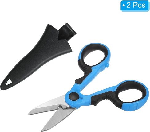 PATIKIL Fishing Scissors, 2 Pack Non-Slip Serrated Edge Scissor Braided Line Cutter Braid Scissors Fishing Snips with Plastic Shell Sheath for Fishing Trimming, Blue, Black in Saudi Arabia