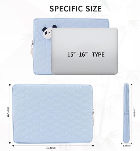 Puffy Laptop Sleeve for Women, Cute Panda Laptop Carrying Case Compatible with 15.6 HP, Dell, Lenovo, Acer, Asus in Saudi Arabia