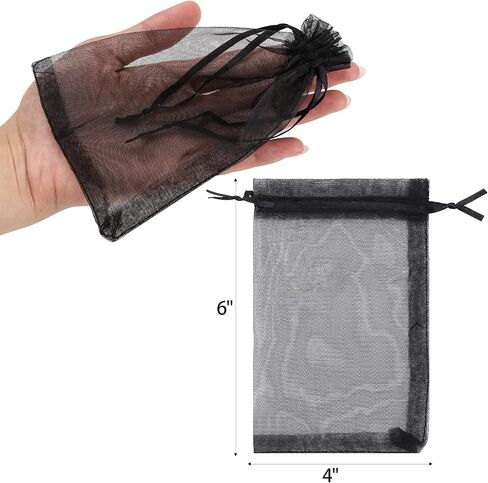 acDesign 200Pcs Organza Bags 4"x6" Jewelry Bags Drawstring White mesh gift bags for Candy Jewelry Makeup Pouches in Saudi Arabia
