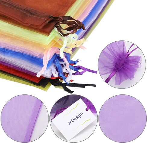 acDesign 200Pcs Organza Bags 4"x6" Jewelry Bags Drawstring White mesh gift bags for Candy Jewelry Makeup Pouches in Saudi Arabia