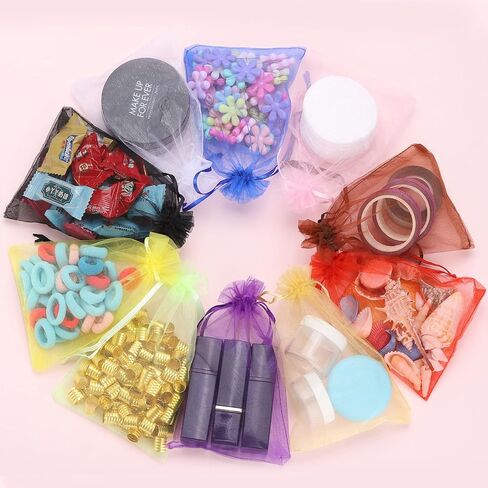 acDesign 200Pcs Organza Bags 4"x6" Jewelry Bags Drawstring White mesh gift bags for Candy Jewelry Makeup Pouches in Saudi Arabia