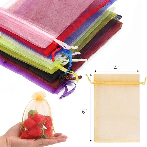 acDesign 200Pcs Organza Bags 4"x6" Jewelry Bags Drawstring White mesh gift bags for Candy Jewelry Makeup Pouches in Saudi Arabia