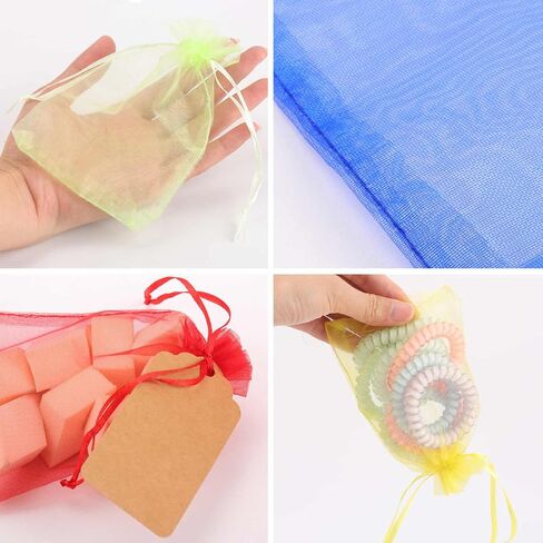 acDesign 200Pcs Organza Bags 4"x6" Jewelry Bags Drawstring White mesh gift bags for Candy Jewelry Makeup Pouches in Saudi Arabia