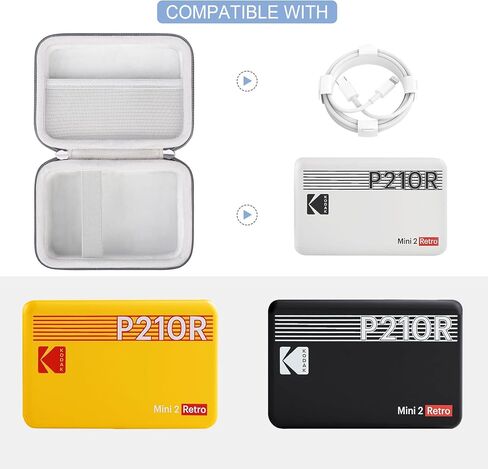 حقيبة حمل صلبة لطابعة الصور المحمولة KODAK Mini 2 Retro 4PASS، حامل تخزين للسفر للطابعة الفورية مع جيب شبكي لكابل USB وملحقات أخرى، أسود in Saudi Arabia