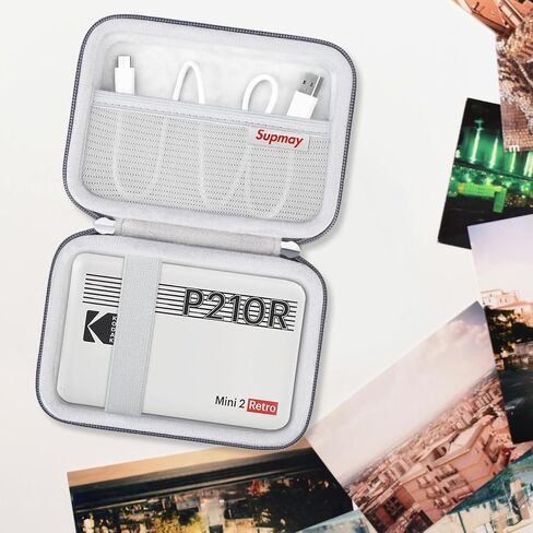 حقيبة حمل صلبة لطابعة الصور المحمولة KODAK Mini 2 Retro 4PASS، حامل تخزين للسفر للطابعة الفورية مع جيب شبكي لكابل USB وملحقات أخرى، أسود in Saudi Arabia