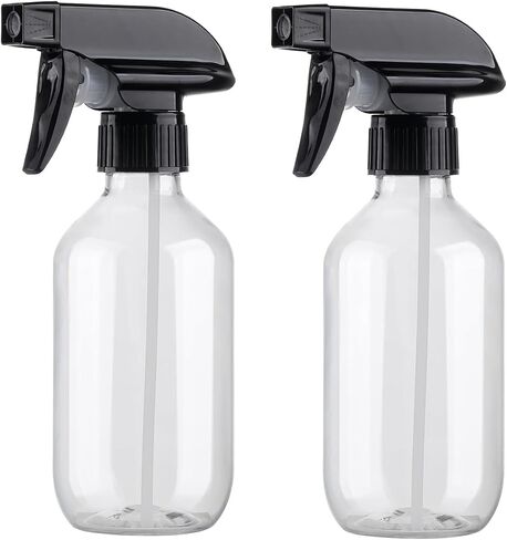 Plastic Spray Bottles Clear and Brown Refillable Container Empty Spray Bottle 10oz/300ml Adjustable Head Sprayer and Stream for Cleaning Products, Plants, Pet, Hair, Cooking in Saudi Arabia