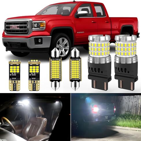 15 Pieces Sierra Chevy Silverado LED Interior Lights Kit Replacement for GMC Sierra 2007 2008 2009 2010 2011 2012 2013 2014 White 6000K Interior LED Bulbs Package + License Plate Light, Install Tool in Saudi Arabia