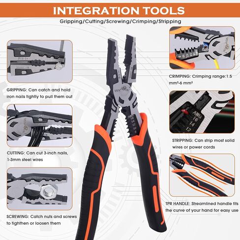 كماشة Linemans مقاس 9 بوصة، كماشة Linemans المركبة مع أداة تعرية ومكشكش، كماشة قطع Linemans عالية الرافعة المالية لقطع العقص والتجريد، أدوات Lineman شديدة التحمل متعددة الوظائف in Kuwait