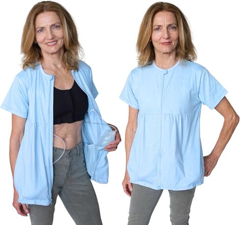 Inspired Comforts Mastectomy Recovery Shirt with Drain Pockets & Fasteners to Hold Drainage Tubes in Kuwait