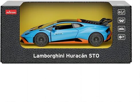 RASTAR 64300 1/32 Lamborghini Pull Back لعبة سيارة معدنية - مرخصة رسميًا من Lamborghini Huracan STO نموذج سيارة للعب والعرض - هدية مثالية للأطفال - أزرق in Kuwait