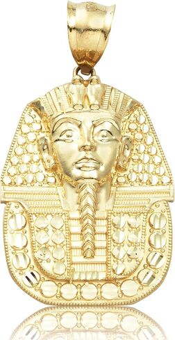 حلية معلقة على شكل رأس مصري من الذهب الأصفر عيار 10 قيراط والألماس على شكل فرعون الملك توت (1.51 بوصة × 0.84 بوصة) in Kuwait