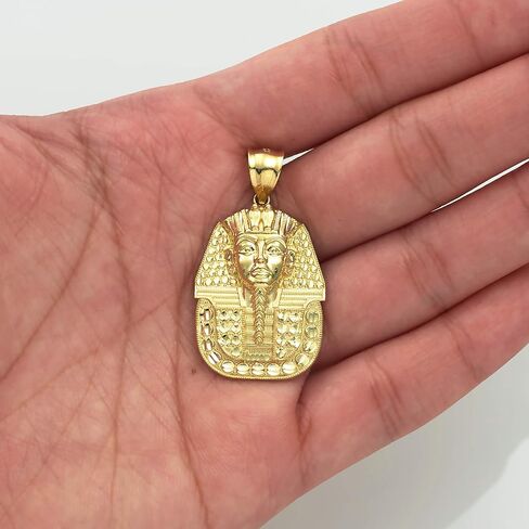 حلية معلقة على شكل رأس مصري من الذهب الأصفر عيار 10 قيراط والألماس على شكل فرعون الملك توت (1.51 بوصة × 0.84 بوصة) in Kuwait