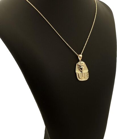 حلية معلقة على شكل رأس مصري من الذهب الأصفر عيار 10 قيراط والألماس على شكل فرعون الملك توت (1.51 بوصة × 0.84 بوصة) in Kuwait