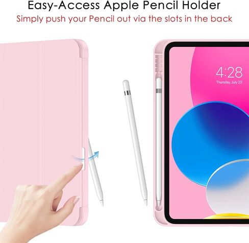 حافظة Soke لجهاز iPad الجيل العاشر 10.9 بوصة، حافظة iPad 10 2022 مع حامل أقلام - غطاء ذكي واقٍ ثلاثي الطي [يدعم معرف اللمس والاستيقاظ/النوم التلقائي]، وردي in Kuwait