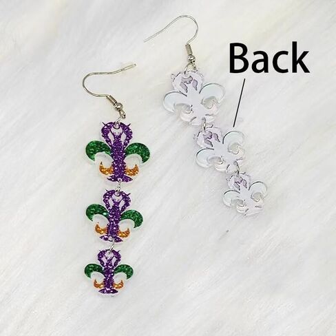 أقراط متدلية من الأكريليك من ماردي غرا، أقراط كرنفال متألقة ملونة وقبعة على شكل جراد البحر للنساء والفتيات هدايا مجوهرات للعطلات in Kuwait