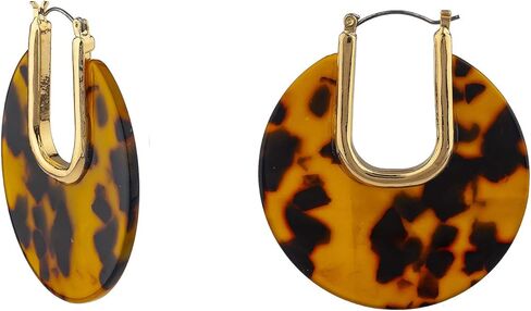 إكسسوارات لوكس أقراط متدلية دائرية الشكل من الراتينج الذهبي بطبعة جلد الفهد in Kuwait