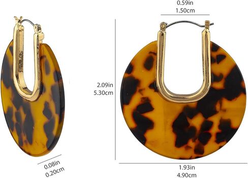 إكسسوارات لوكس أقراط متدلية دائرية الشكل من الراتينج الذهبي بطبعة جلد الفهد in Kuwait