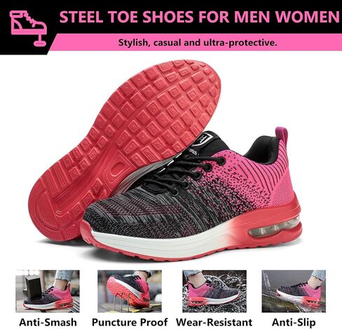 Steel Toe Shoes for Men Women Lightweight Comfortable Work Shoes Indestructible Slip Resistant Safety Shoes with Air Cushion in Saudi Arabia