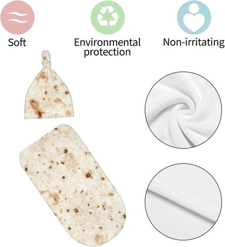 Burrito Tortilla Baby Swaddle Blanket Beanie Set, Soft and Stretchy Taco Newborn Blanket Swaddle Sack Funny Gift for Boy and Girl Baby Shower in Saudi Arabia