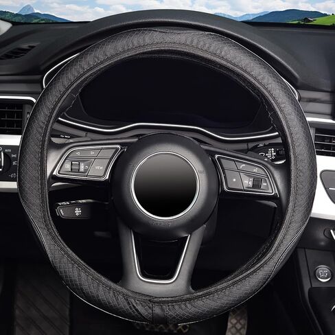 غطاء عجلة القيادة المطاطي المطاطي من كافيك، مقاس 15 بوصة، جلد أسود من الألياف الدقيقة، مجموعة من قطعتين in Kuwait