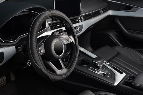 غطاء عجلة القيادة المطاطي المطاطي من كافيك، مقاس 15 بوصة، جلد أسود من الألياف الدقيقة، مجموعة من قطعتين in Kuwait