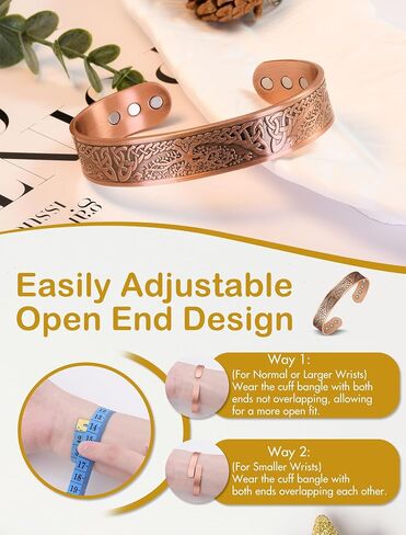 Feraco Copper Magnetic Bracelets for Men Women with Healing Magnets, Tree of Life Pattern, 99.99% Pure Solid Copper Therapy Cuff Bangle, Health Jewelry Gift in Kuwait