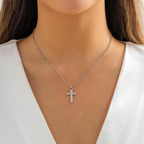 Cross Necklace for Women Cross Pendant Necklaces Simple Tiny Necklace Anniversary Birthday Christmas Gifts for Women Girls in Saudi Arabia