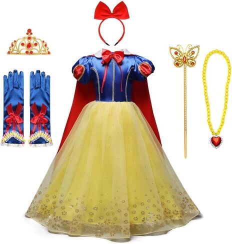 Girls Snow White Princess Costume Birthday Halloween Christmas Party Cosplay Fancy Dress Up Outfits w/Accessories in Saudi Arabia