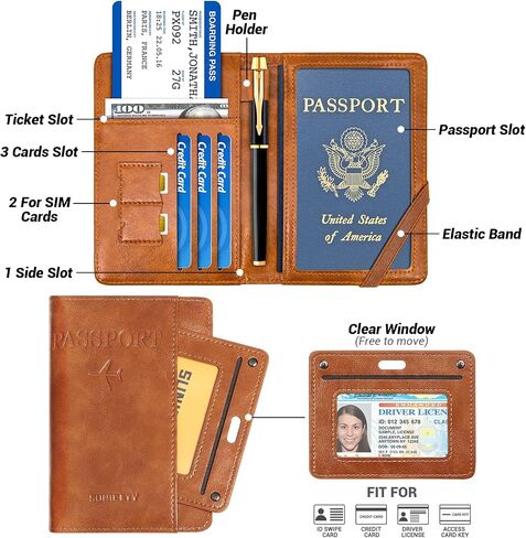 BIAOTIE Passport Holder Men, Waterproof RFID Blocking Travel Passport Wallet with Credit Card Holders, Vacation Travel Must Haves Travel Accessories for Men Women (Black) in Saudi Arabia