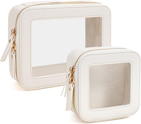 Clear Makeup Bag Small, Mini Cosmetic Bag for Purse Clear Makeup Pouch Purse Organizer with Zipper TSA Approved Travel Toiletry Bag Car Organizer Essentials for Women Men (Mini Black) in Saudi Arabia