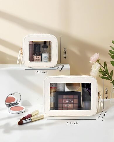 Clear Makeup Bag Small, Mini Cosmetic Bag for Purse Clear Makeup Pouch Purse Organizer with Zipper TSA Approved Travel Toiletry Bag Car Organizer Essentials for Women Men (Mini Black) in Saudi Arabia