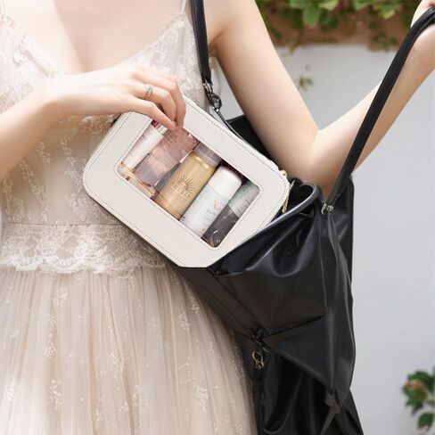 Clear Makeup Bag Small, Mini Cosmetic Bag for Purse Clear Makeup Pouch Purse Organizer with Zipper TSA Approved Travel Toiletry Bag Car Organizer Essentials for Women Men (Mini Black) in Saudi Arabia